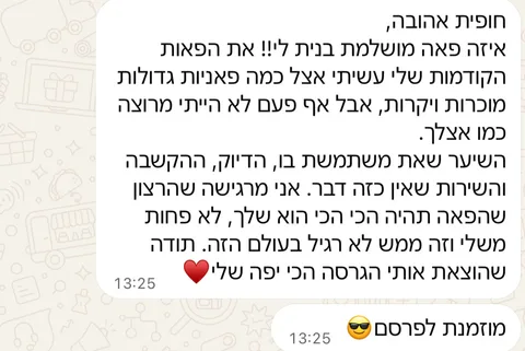 המלצה של לקוחה בוואטסאפ, 5